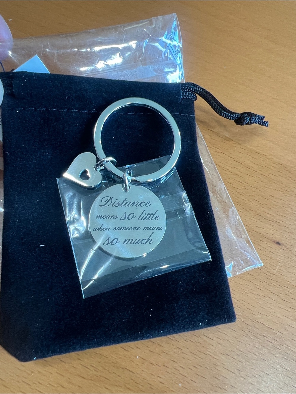New Silver Heart Keychain with Engraved Sentiment
